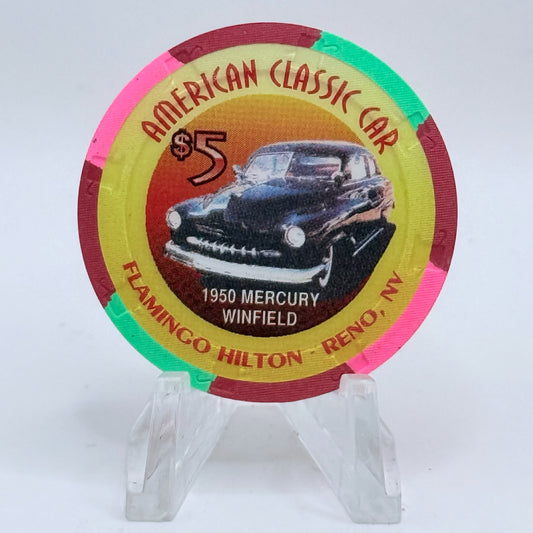 Flamingo Hilton Reno Nevada 1996 '1950 Mercury Winfield' Series 6 LE $5 Casino Chip N7934
