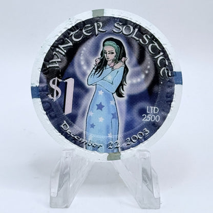Four Queens Las Vegas Nevada 2003 'Winter Solstice' LE $1 Casino Chip E0512