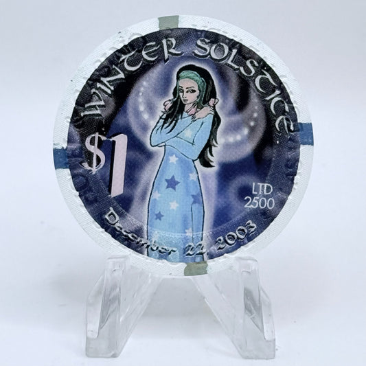 Four Queens Las Vegas Nevada 2003 'Winter Solstice' LE $1 Casino Chip E0512