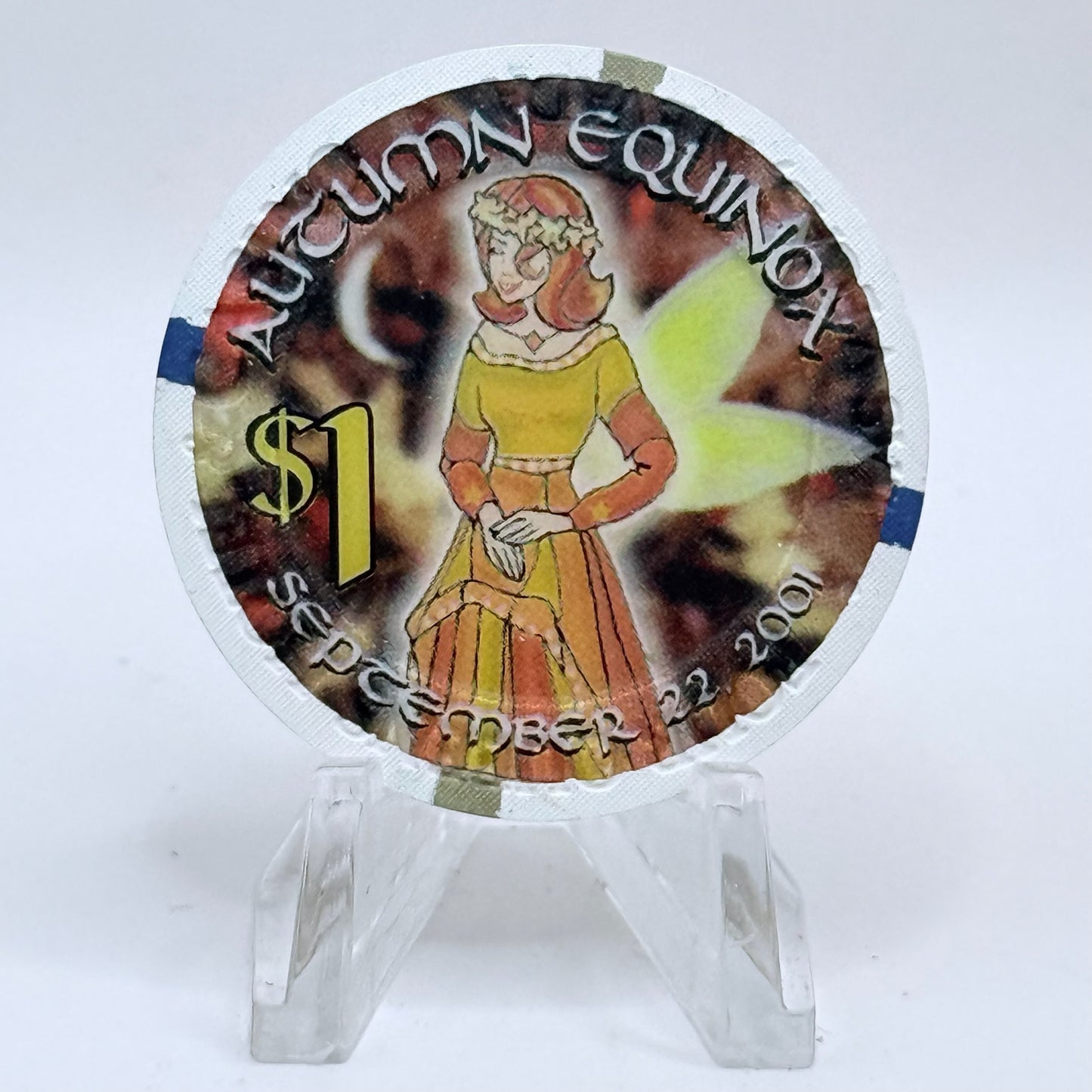 Four Queens Las Vegas Nevada 2001 'Autumn Equinox' LE $1 Casino Chip V8524