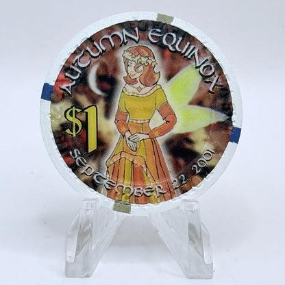 Four Queens Las Vegas Nevada 2001 'Autumn Equinox' LE $1 Casino Chip V8524