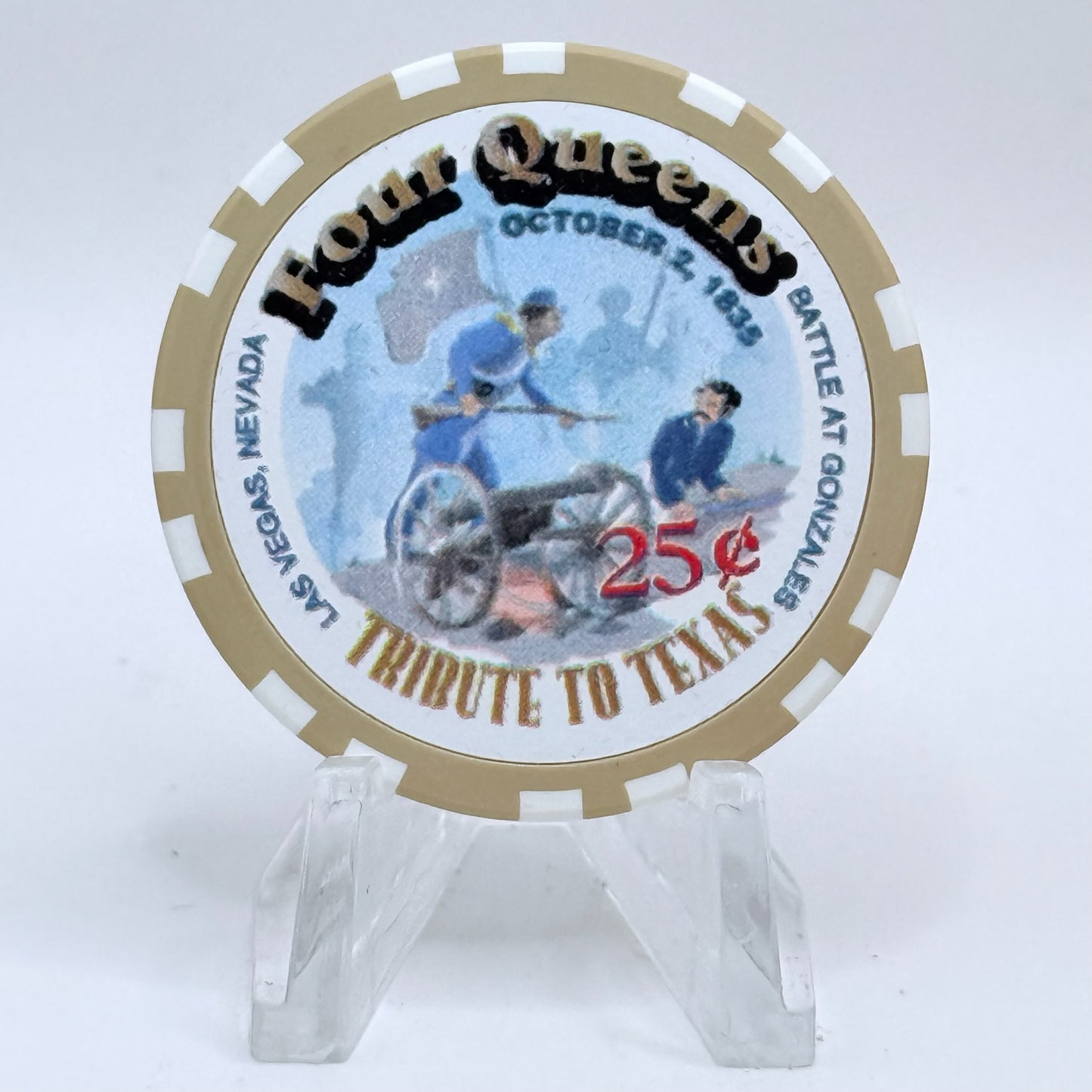 Four Queens Las Vegas Nevada 1995 'Tribute To Texas, Battle Of Gonzalez' LE $0.25 Casino Chip D0535