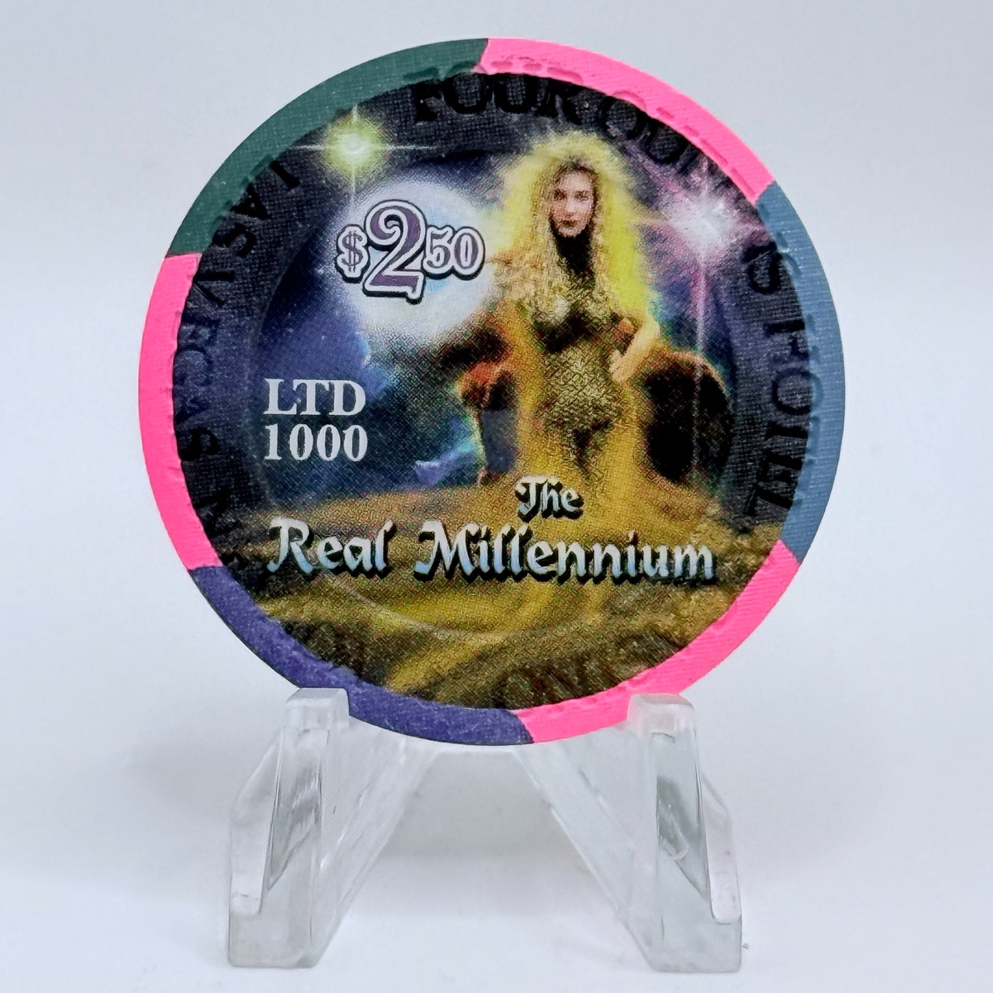 Four Queens Las Vegas Nevada 2000 'Real Millennium' LE $2.50 Casino Chip V6734