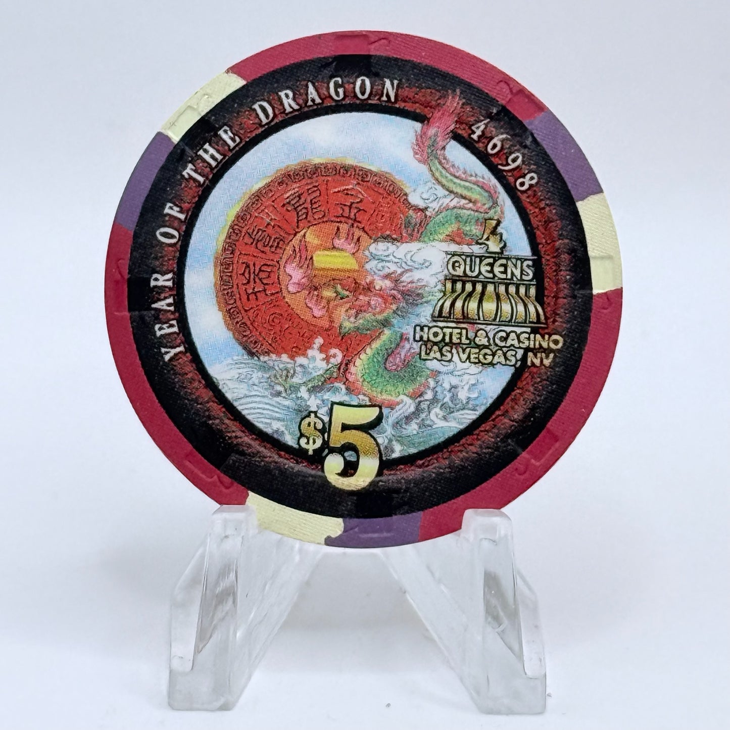 Four Queens Las Vegas Nevada 2000 'Year of the Dragon' LE $5 Casino Chip V4237