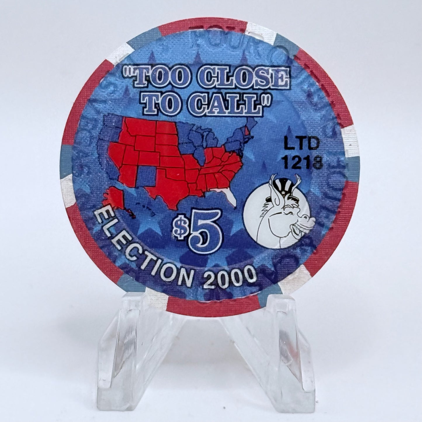 Four Queens Las Vegas Nevada 2000 'Election, Too Close To Call' LE $5 Casino Chip V6802