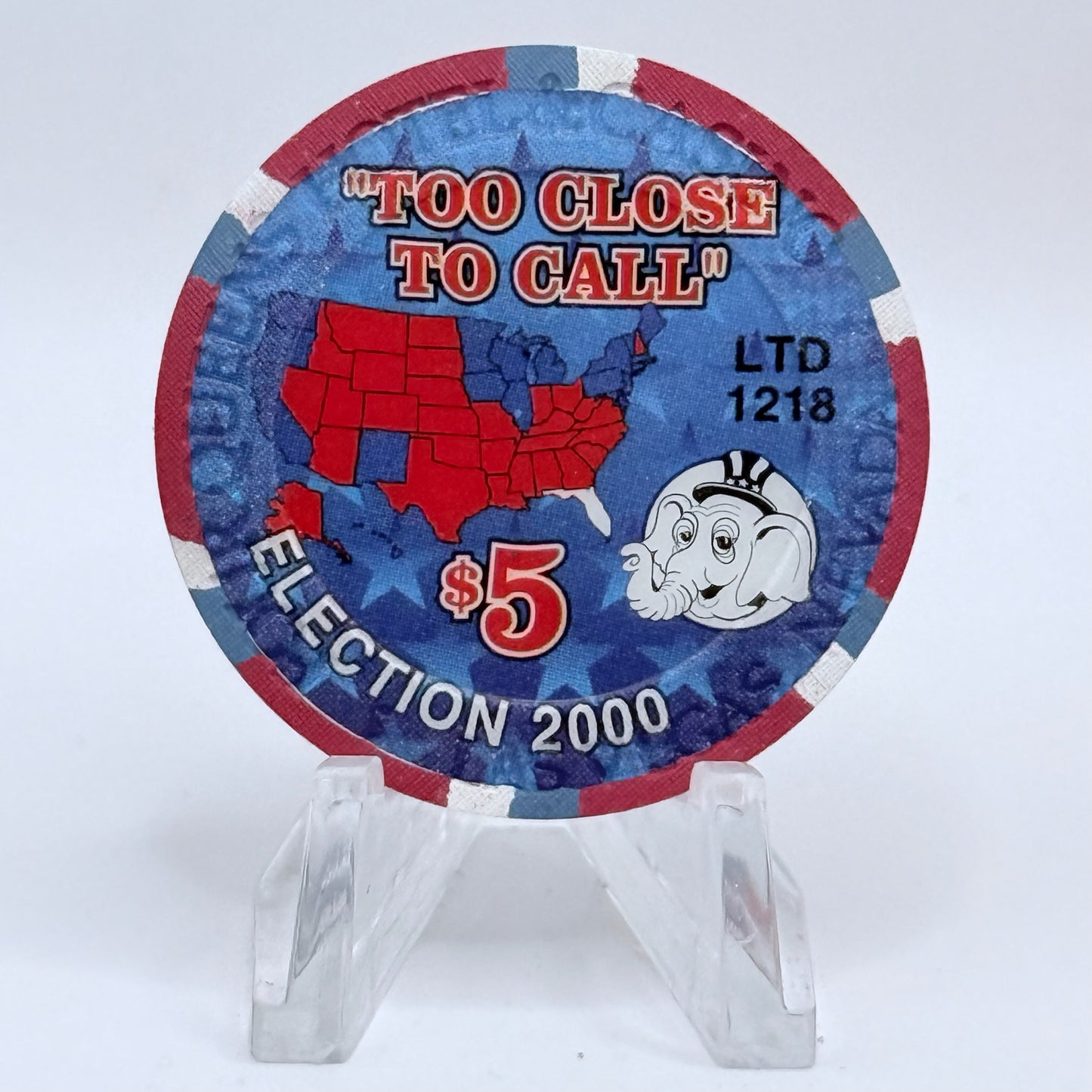 Four Queens Las Vegas Nevada 2000 'Election, Too Close To Call' LE $5 Casino Chip V6802