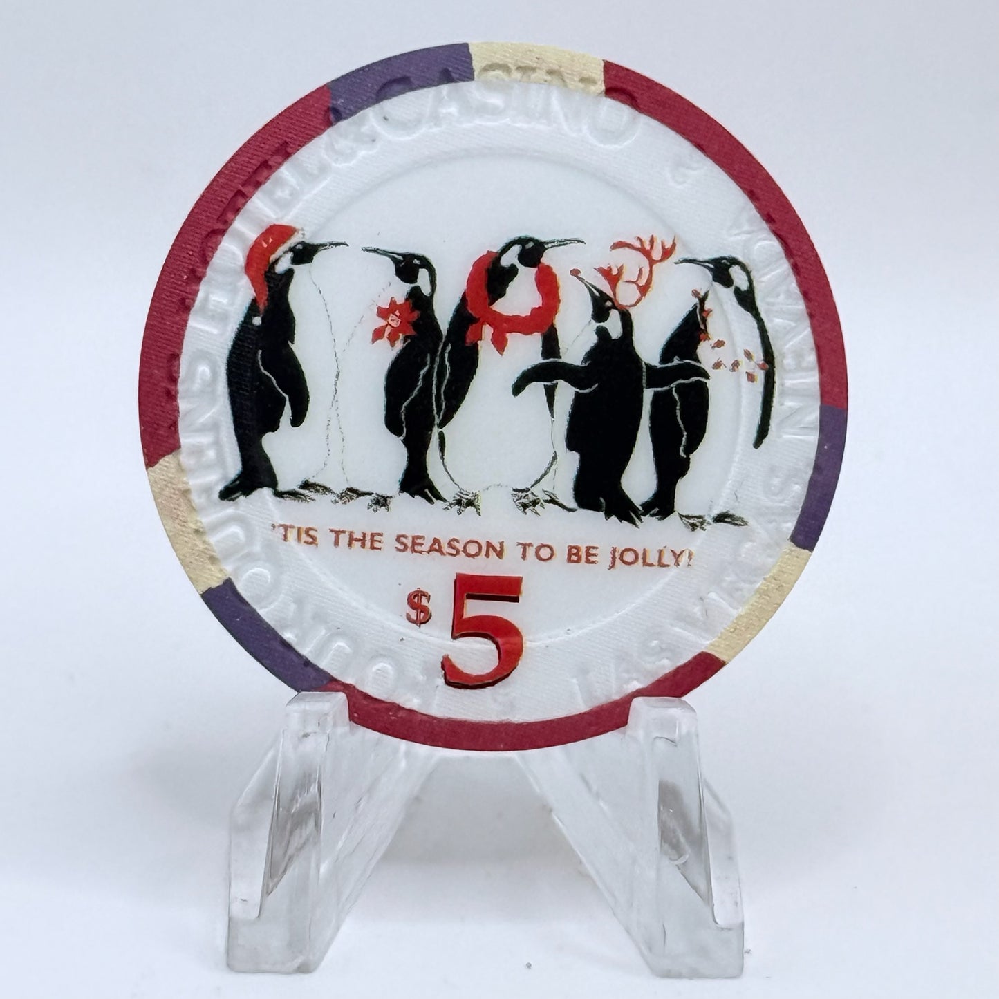 Four Queens Las Vegas Nevada 2000 'Merry Christmas' LE $5 Casino Chip V7584