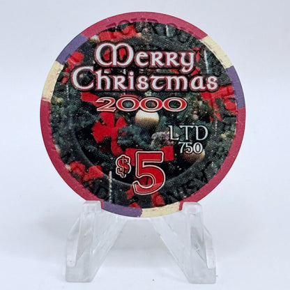 Four Queens Las Vegas Nevada 2000 'Merry Christmas' LE $5 Casino Chip V7584