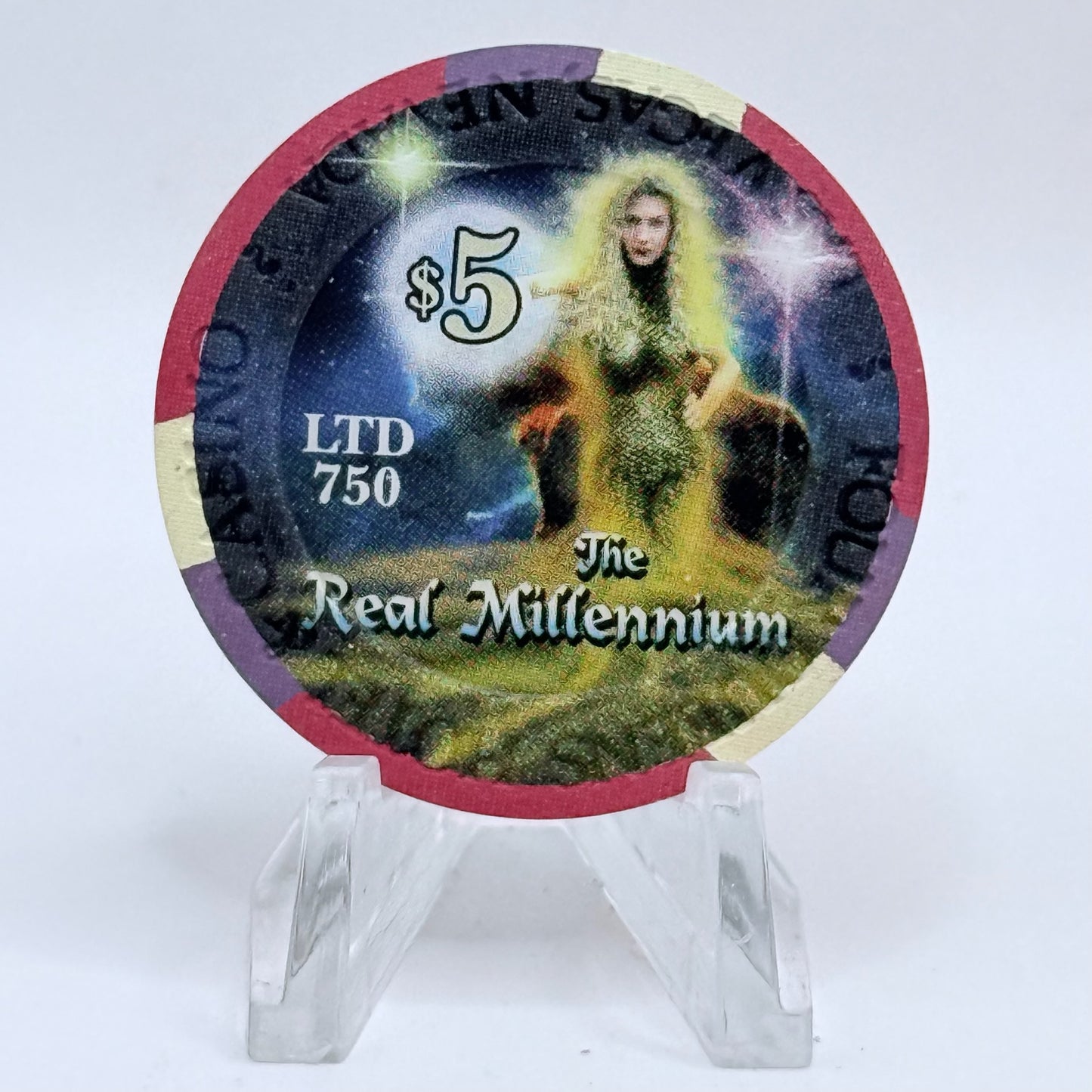 Four Queens Las Vegas Nevada 2001 'The Real Millennium' LE $5 Casino Chip V6735