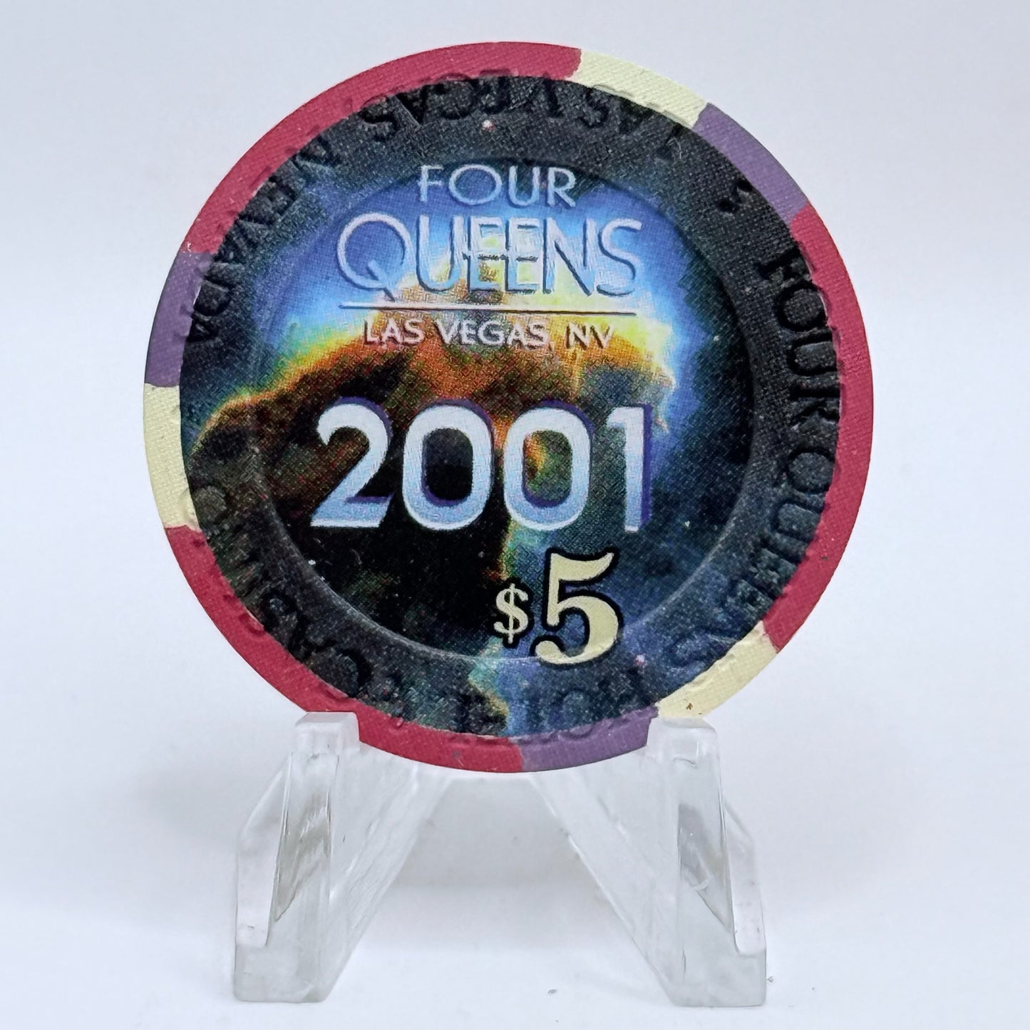 Four Queens Las Vegas Nevada 2001 'The Real Millennium' LE $5 Casino Chip V6735