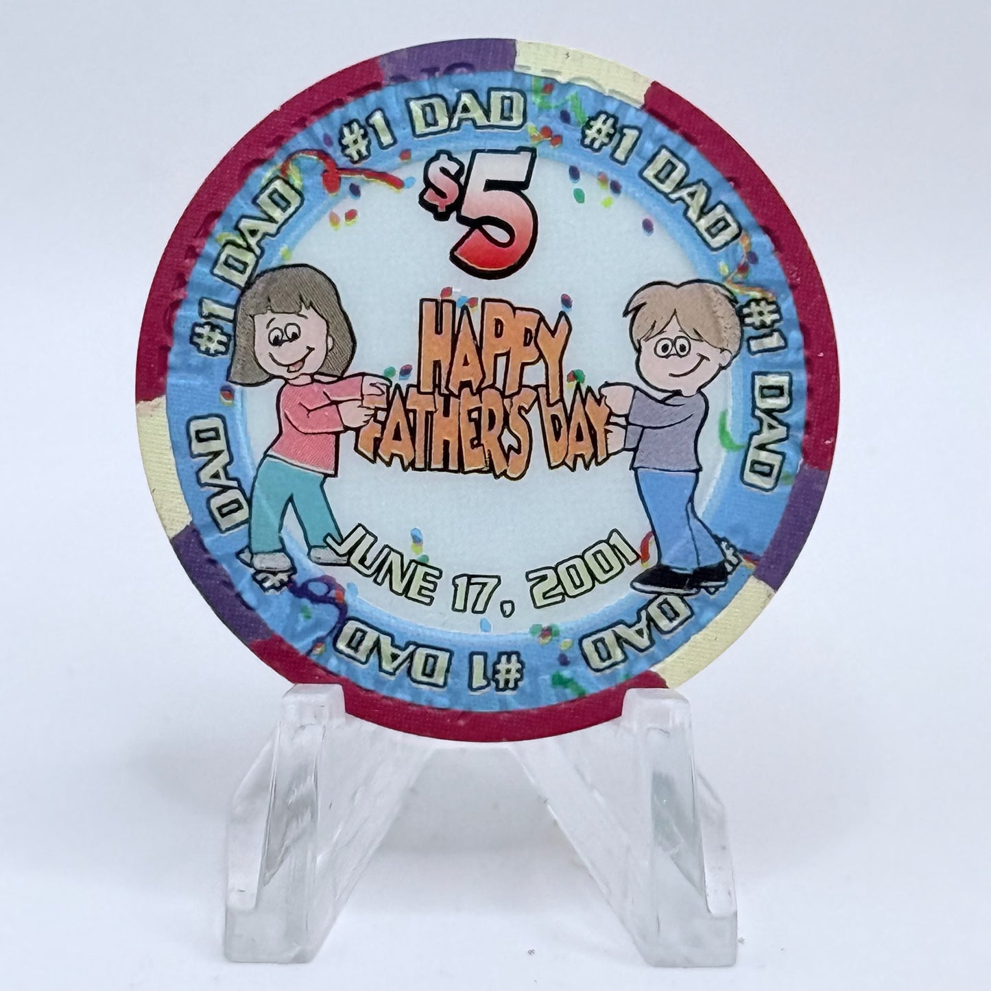 Four Queens Las Vegas Nevada 2001 'Happy Valentines Day' LE $5 Casino Chip V8538