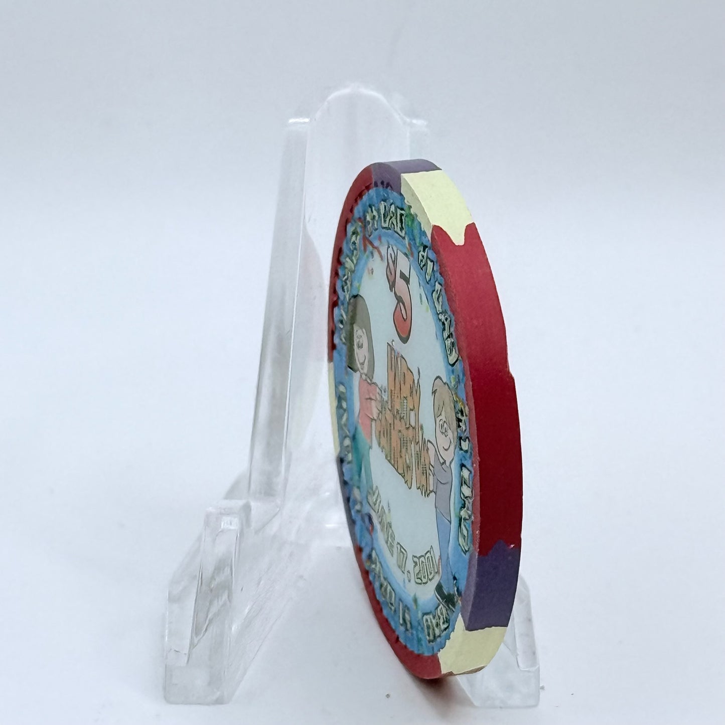 Four Queens Las Vegas Nevada 2001 'Happy Valentines Day' LE $5 Casino Chip V8538