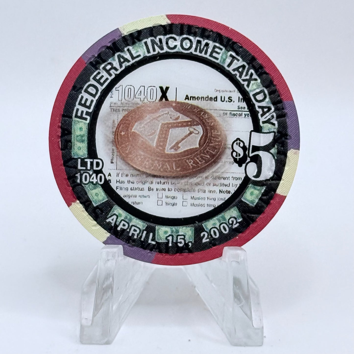 Four Queens Las Vegas Nevada 2002 'Income Tax Day' LE $5 Casino Chip E0542