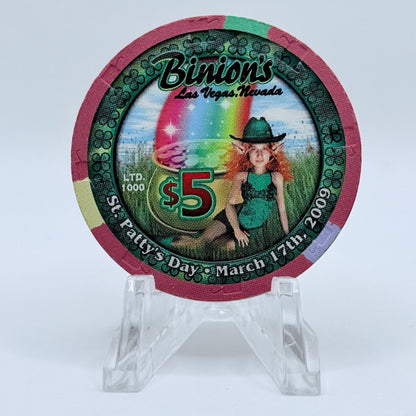 Binion's Gambling Hall Las Vegas Nevada 2009 'St. Patrick's Day' LE $5 Casino Chip E8602