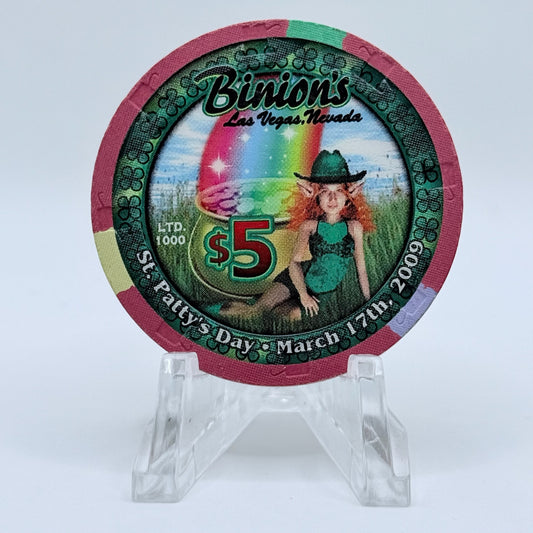 Binion's Gambling Hall Las Vegas Nevada 2009 'St. Patrick's Day' LE $5 Casino Chip E8602