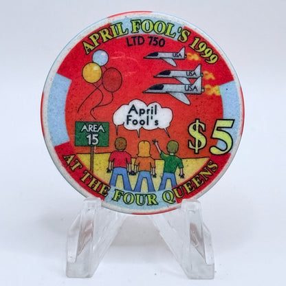 Four Queens Las Vegas Nevada 1998 'April Fool's Day' LE $5 Casino Chip V2499
