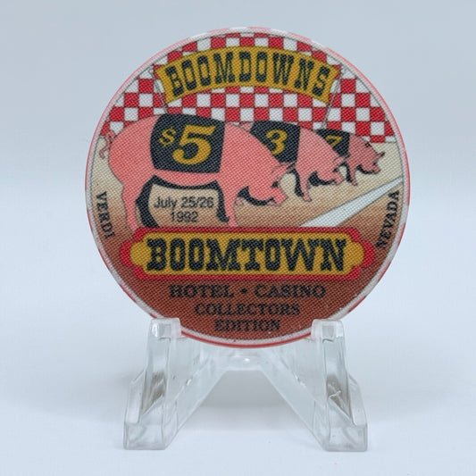 Boomtown 1992 LE 'Boomdowns' $5 Casino Chip N7415