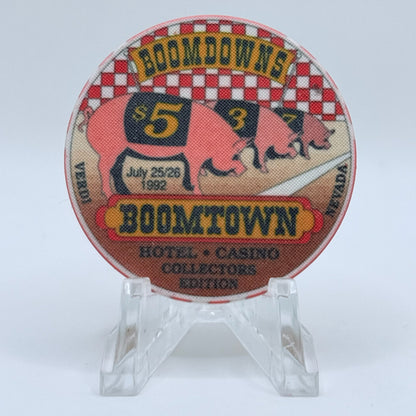 Boomtown 1992 LE 'Boomdowns' $5 Casino Chip N7415