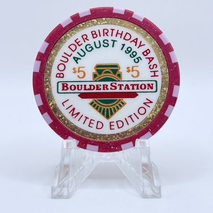 Boulder Station Las Vegas Nevada 1995 'Boulder Birthday Bash' LE $5 Casino Chip N0532