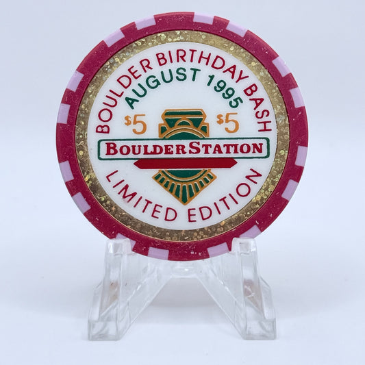 Boulder Station Las Vegas Nevada 1995 'Boulder Birthday Bash' LE $5 Casino Chip N0532