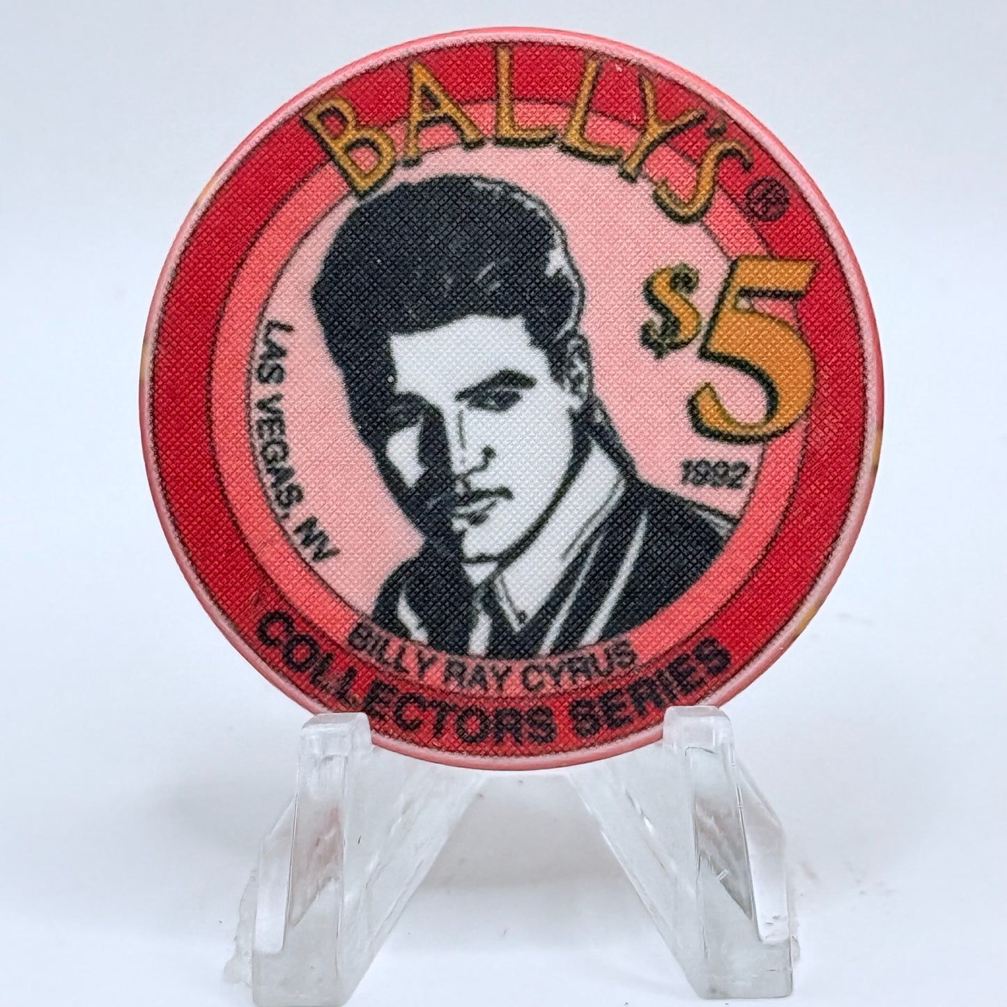 Bally's Las Vegas Nevada 1992 'Billy Ray Cyrus' LE $5 Casino Chip N0597