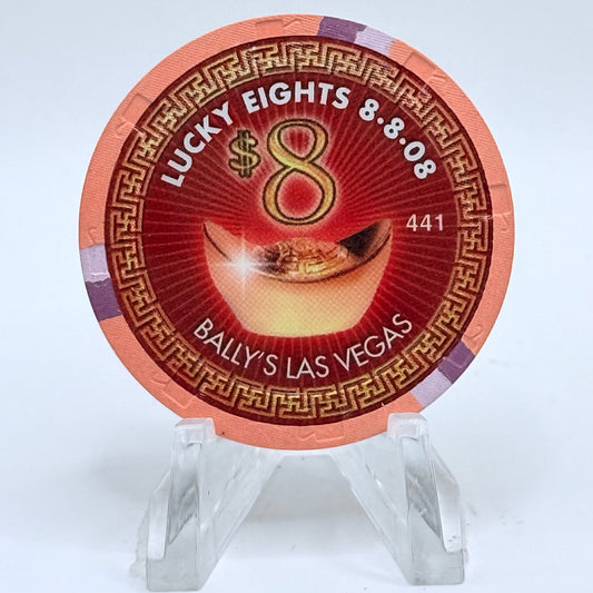 Bally's Las Vegas Nevada 2008 'Lucky 8's' LE $8 Casino Chip E6893