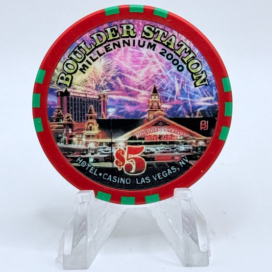 Boulder Station Las Vegas Nevada 1999 'Millennium' LE $5 Casino Chip V3748