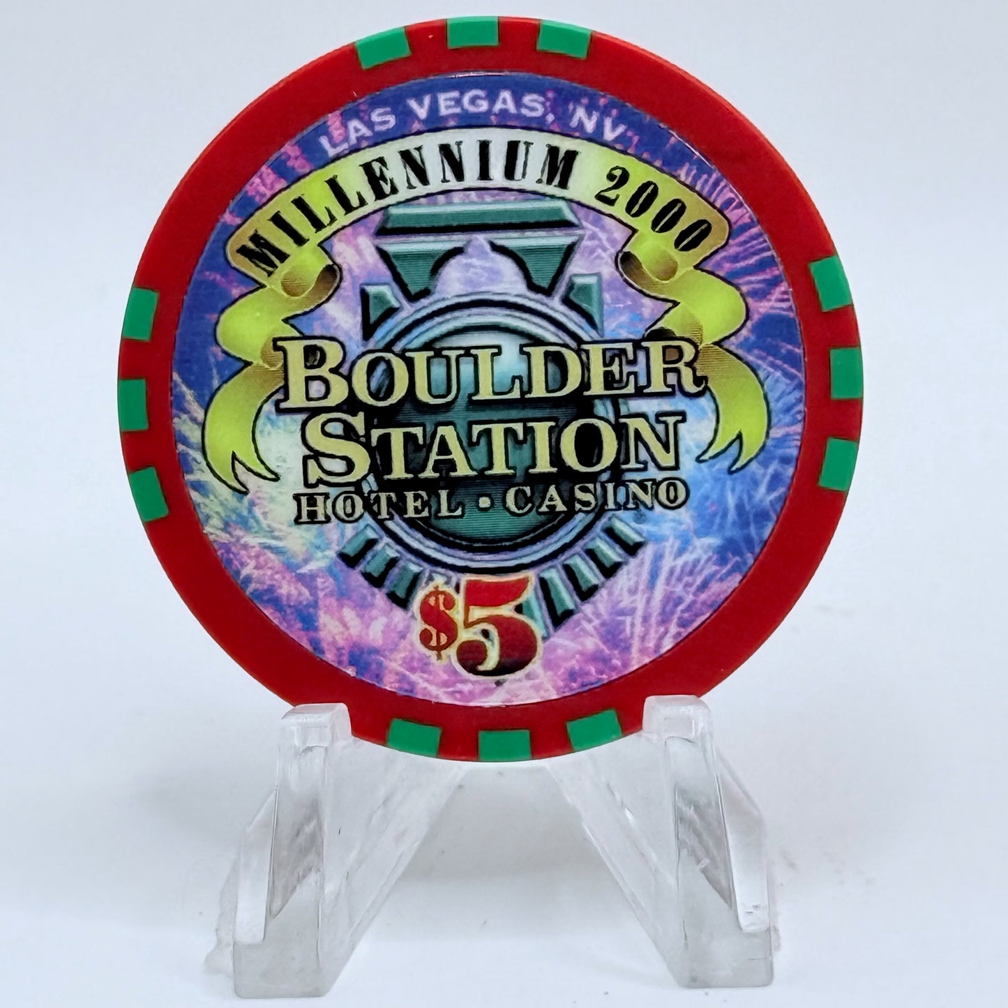 Boulder Station Las Vegas Nevada 1999 'Millennium' LE $5 Casino Chip V3748