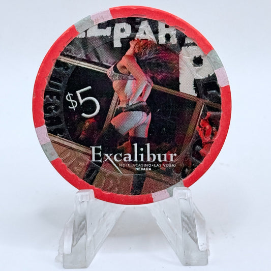 Excalibur Las Vegas Nevada 2009 'Party Pit Girl Sideways' LE $5 Casino Chip E9512
