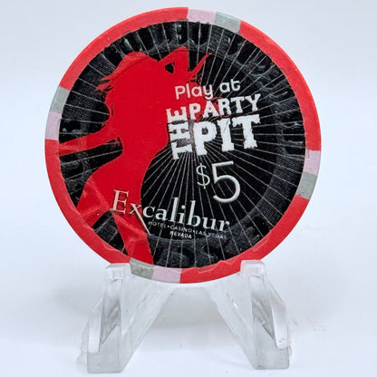 Excalibur Las Vegas Nevada 2009 'Party Pit Girl Sideways' LE $5 Casino Chip E9512