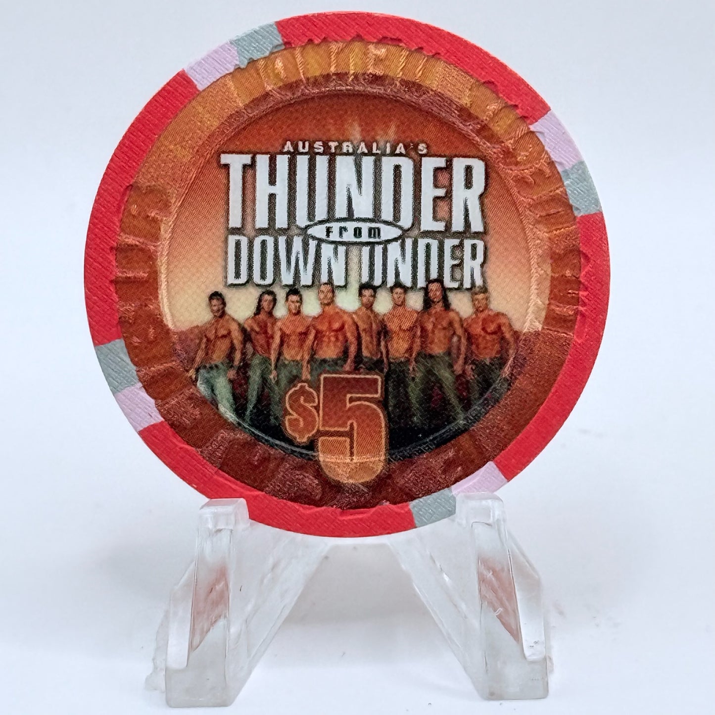 Excalibur Las Vegas Nevada 2008 'Thunder From Down Under' LE $5 Casino Chip E7885