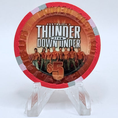Excalibur Las Vegas Nevada 2008 'Thunder From Down Under' LE $5 Casino Chip E7885