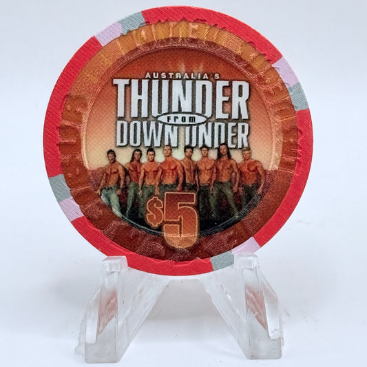 Excalibur Las Vegas Nevada 2008 'Thunder From Down Under' LE $5 Casino Chip E7885