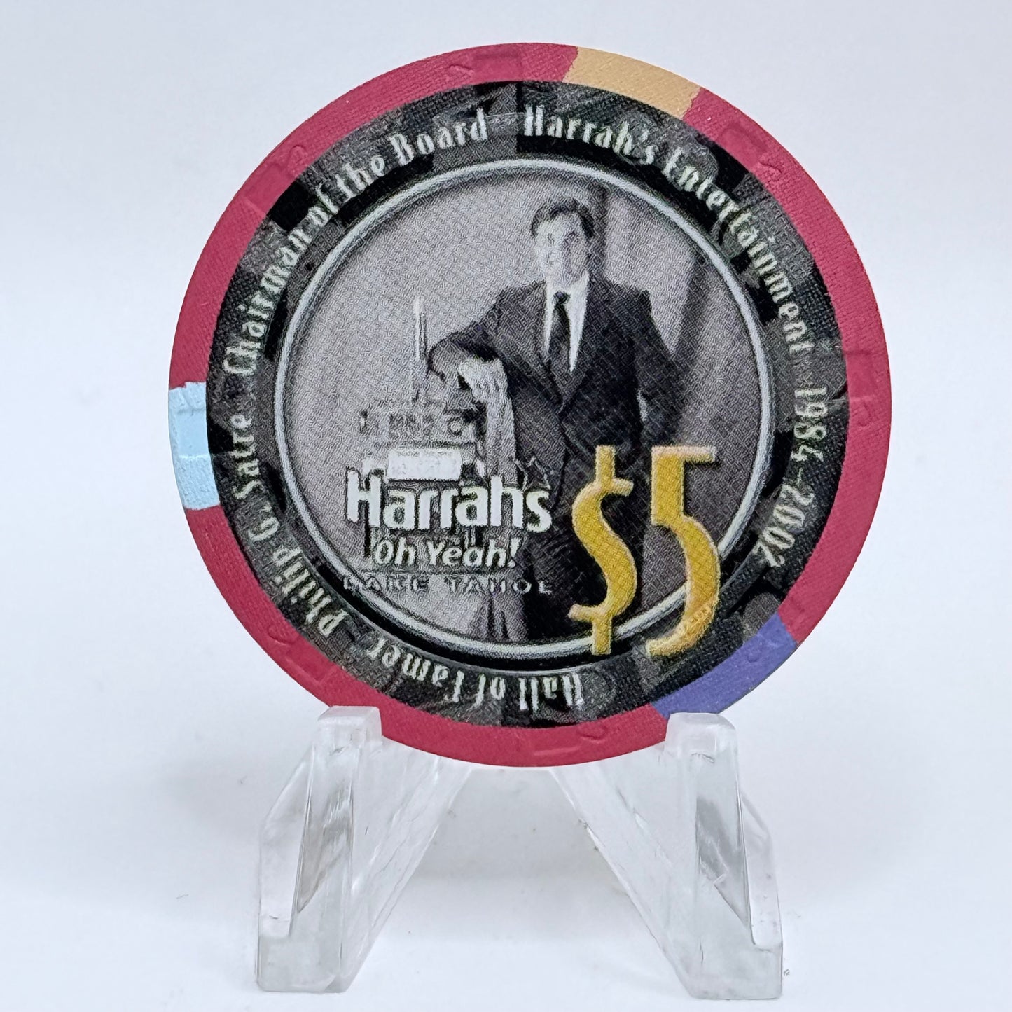 Harrah's Lake Tahoe Nevada 2004 'Phillip Satre ' LE $5 Casino Chip E4090