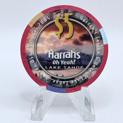 Harrah's Lake Tahoe Nevada 2004 'Phillip Satre ' LE $5 Casino Chip E4090