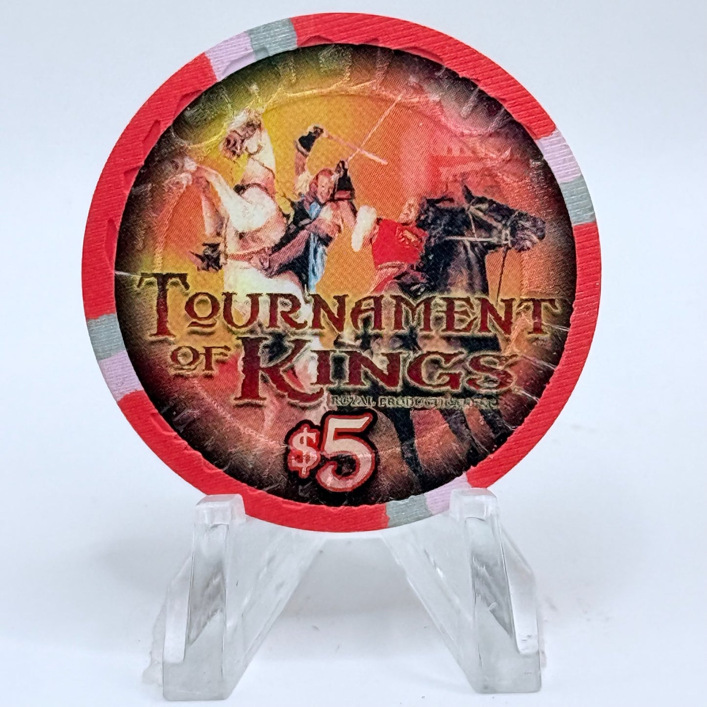 Excalibur Las Vegas Nevada 2008 'Tournament Of Kings Two Horses' LE $5 Casino Chip E7887