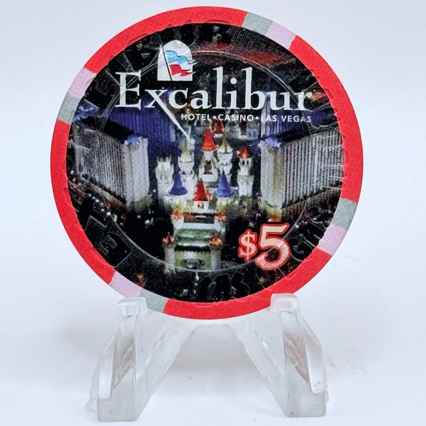 Excalibur Las Vegas Nevada 2008 'Tournament Of Kings Two Horses' LE $5 Casino Chip E7887
