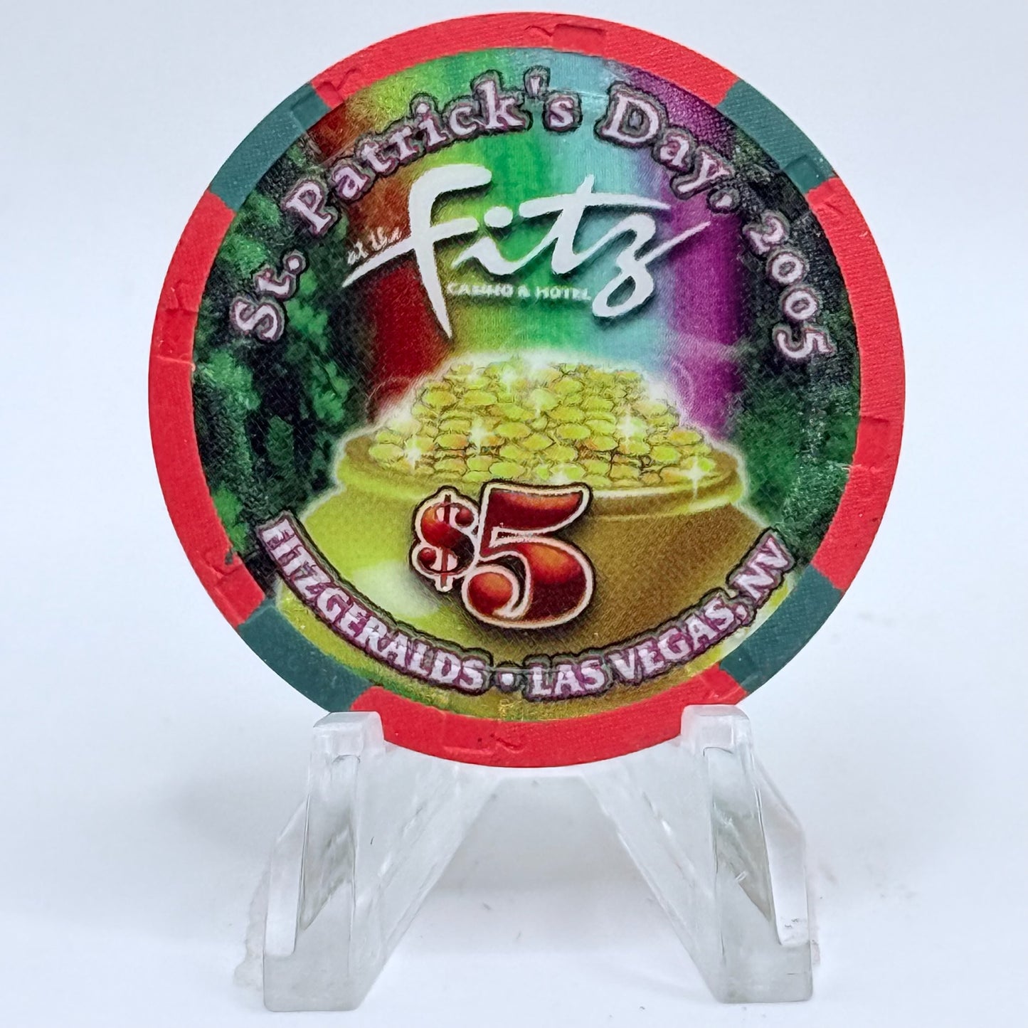 Fitzgeralds (Fitz) Las Vegas Nevada 2005 'St Patrick's Day' LE $5 Casino Chip E4412
