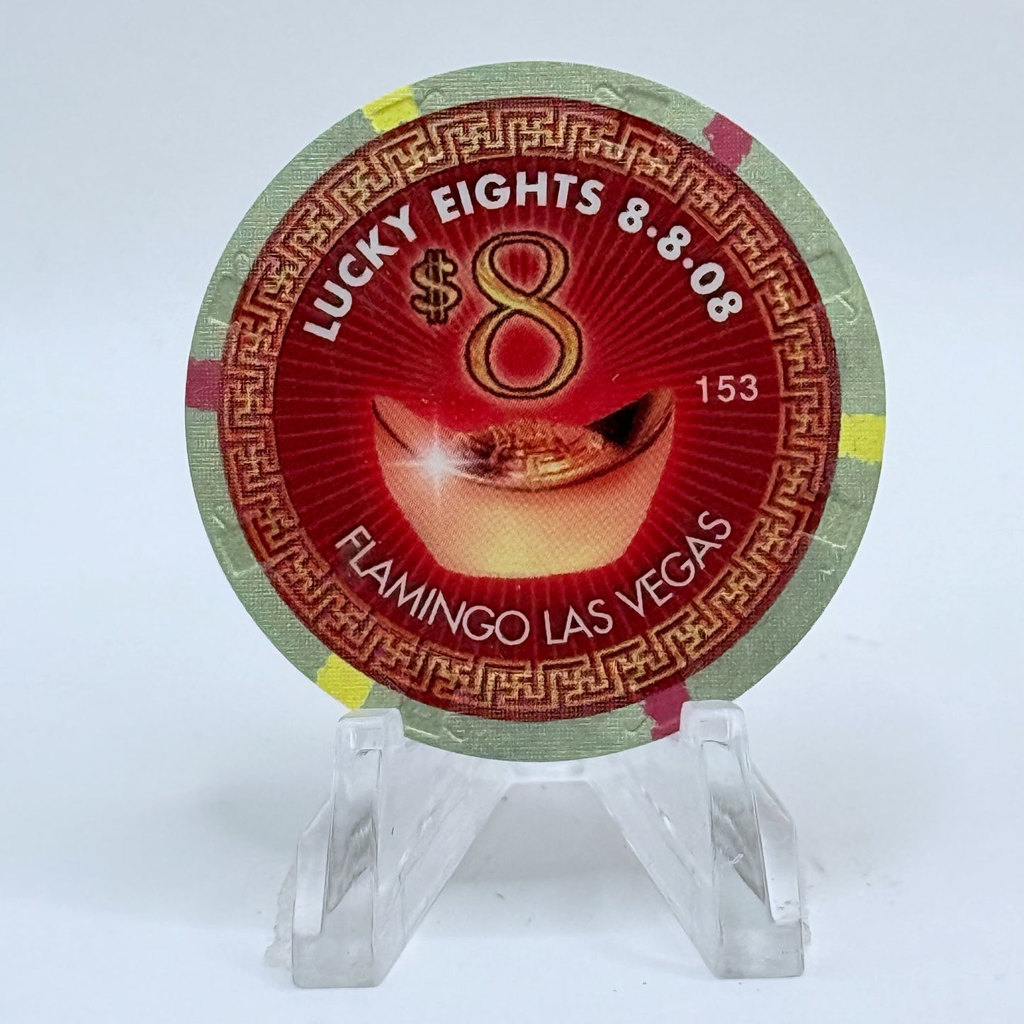 Flamingo Hotel & Casino Las Vegas Nevada 2008 'Lucky Eights 8-8-08' LE $8 Casino Chip E7100