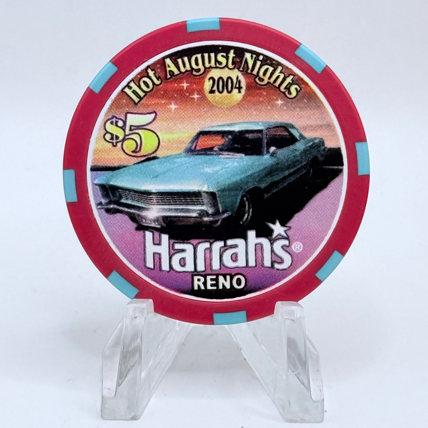 Harrah's Reno Nevada 2004 'Hot August Nights' LE $5 Casino Chip E3991