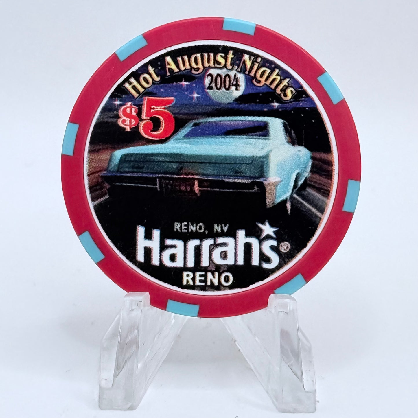 Harrah's Reno Nevada 2004 'Hot August Nights' LE $5 Casino Chip E3991