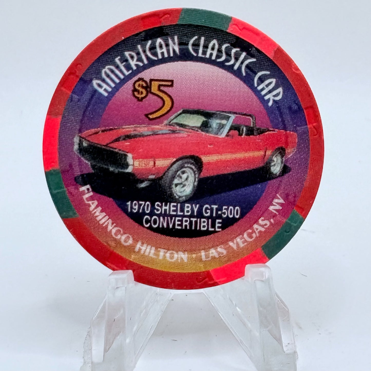 Flamingo Hilton Las Vegas Nevada 1996 '1970 Shelby GT-500' Series 2 LE $5 Casino Chip N8274