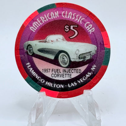 Flamingo Hilton Las Vegas Nevada 1996 '1957 Fuel Injected Corvette' Series 2 LE $5 Casino Chip N8270
