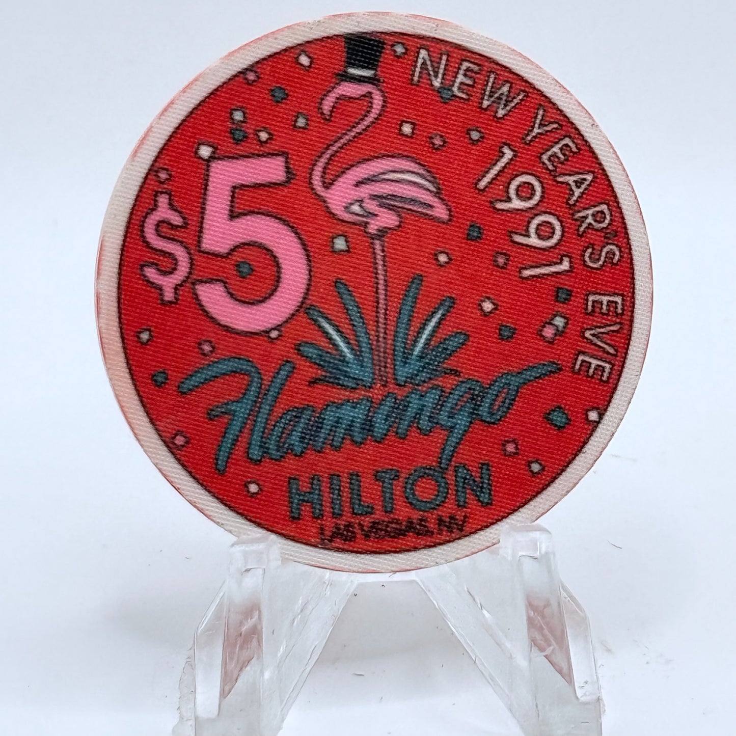 Flamingo Hilton Las Vegas Nevada 1991 'New Year's Eve' LE $5 Casino Chip N1591