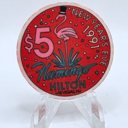 Flamingo Hilton Las Vegas Nevada 1991 'New Year's Eve' LE $5 Casino Chip N1591