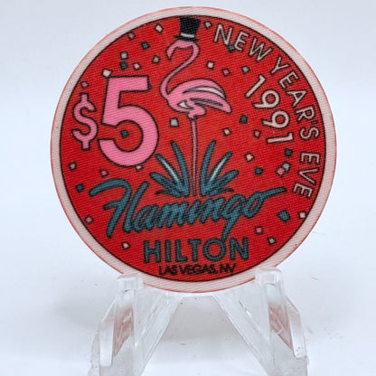 Flamingo Hilton Las Vegas Nevada 1991 'New Year's Eve' LE $5 Casino Chip N1591