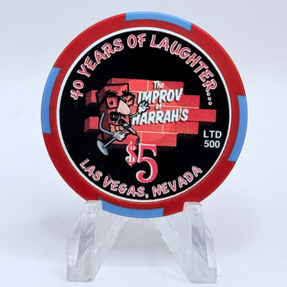 Harrah's Las Vegas Nevada 2003 'Improv 40 Years Of Laughter' LE $5 Casino Chip E0929