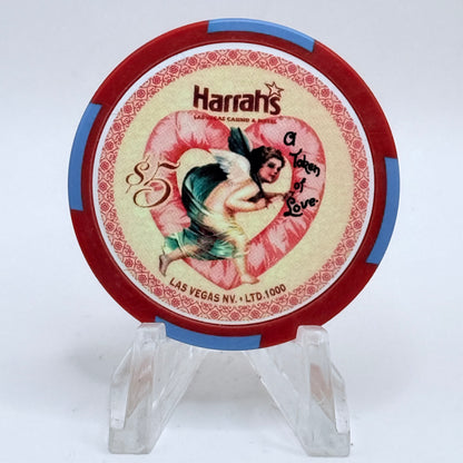 Harrah's Las Vegas Nevada 2003 'Valentines Day' LE $5 Casino Chip E0958