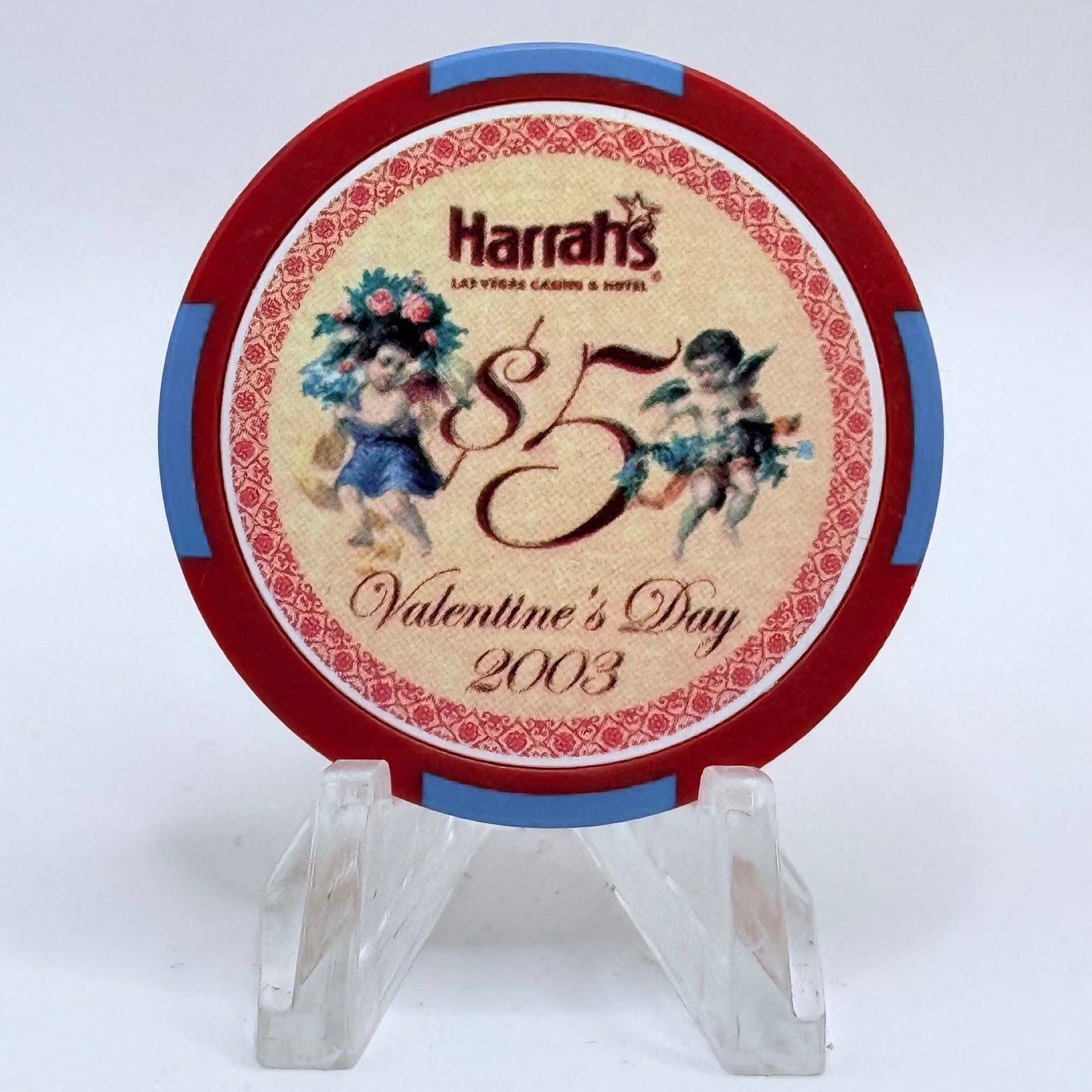 Harrah's Las Vegas Nevada 2003 'Valentines Day' LE $5 Casino Chip E0958