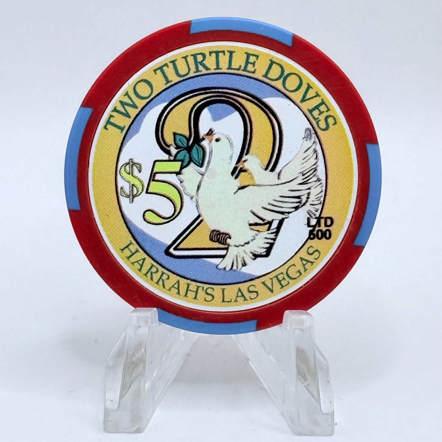 Harrah's Las Vegas Nevada 2003 'Two Turtle Doves' Series 2312 LE $5 Casino Chip E0957